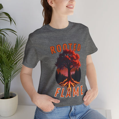 Rooted Flame Unisex Tee - Nature-Inspired Graphic Shirt, Casual Wear, Gift for Nature Lovers, Eco-Friendly Fashion, Fall Vibes