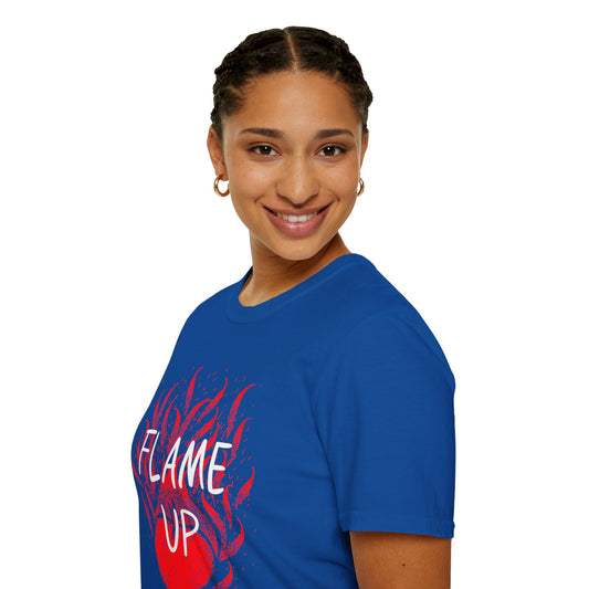 Fiery Motivation Unisex T-Shirt, Flame Up Graphic Tee, Gift for Fitness Lovers, Workout Apparel, Casual Wear