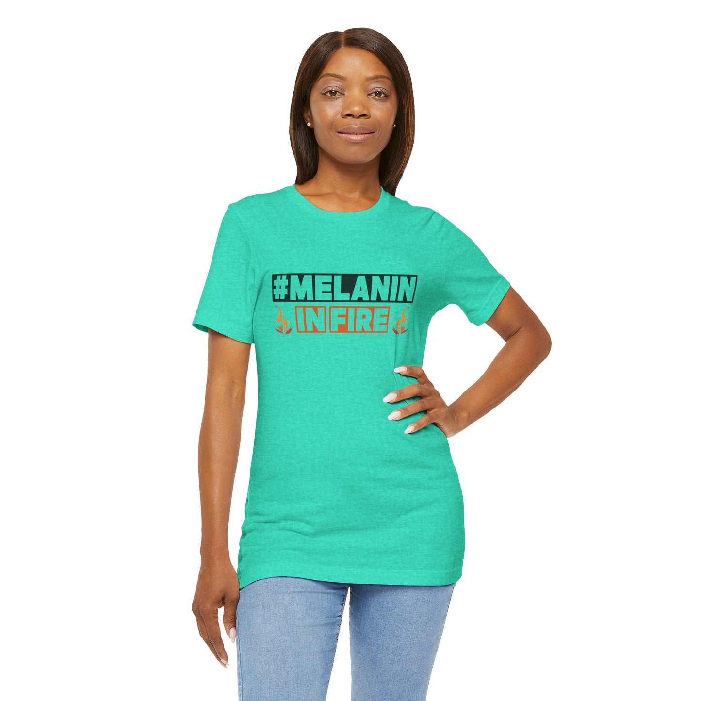 #MELANIN IN FIRE Tee - Empowering Unisex Jersey Short Sleeve, Black History Month, Gift for Friends, Pride Apparel, Urban Fashion