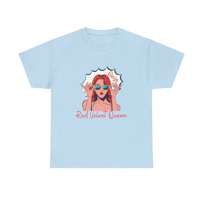 Red Velvet Queen Unisex Tee, Oversized Graphic Shirt, Chic Fashion Top, Retro Summer Wear, Gift for Fashion Lovers