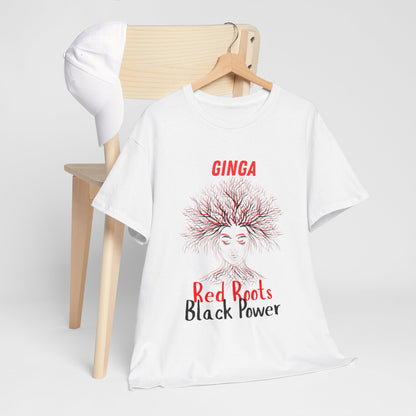 Empowering Art Tee: GINGA, Red Boots, Black Power, Unisex Cotton Shirt, Black History Month, Gifts for Activists, Statement Apparel