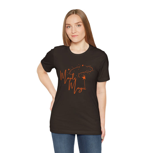 Maple Magic Unisex Tee, Cute Graphic Shirt, Fall Apparel, Seasonal Gift, Nature Lover T-Shirt, Cozy Vibes Fashion