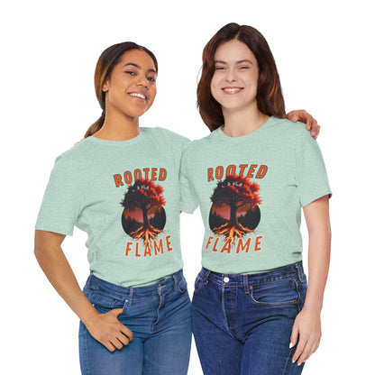 Rooted Flame Unisex Tee - Nature-Inspired Graphic Shirt, Casual Wear, Gift for Nature Lovers, Eco-Friendly Fashion, Fall Vibes