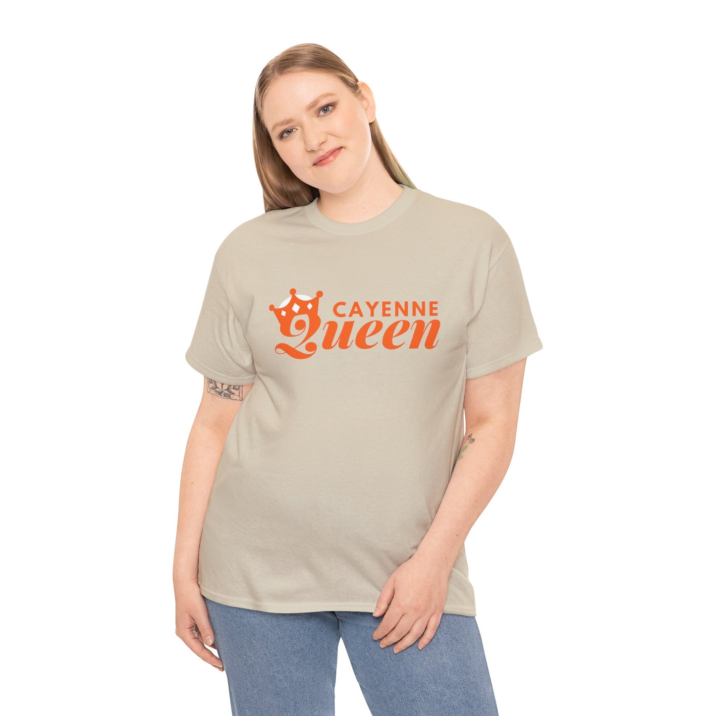 Cayenne Queen Unisex Heavy Cotton Tee, Casual Wear, Gift for Her, Birthday Shirt, Fun Quote Tee, Soft Cotton Top