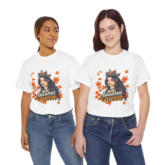 Autumn Queen Heavy Cotton Tee, Cozy Fall Shirt, Seasonal Fashion, Gift for Her, Fall Wardrobe Essential