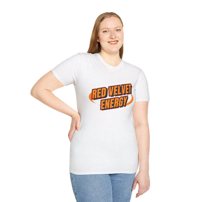 Unisex Softstyle T-Shirt with 'Red Velvet Energy' Design, Casual Tee, Gift for Friends, Fun Graphic Shirt, Energy Vibe Tee