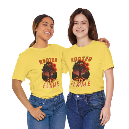 Rooted Flame Unisex Tee - Nature-Inspired Graphic Shirt, Casual Wear, Gift for Nature Lovers, Eco-Friendly Fashion, Fall Vibes