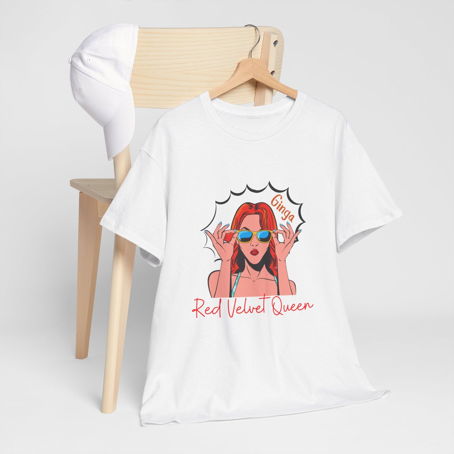 Red Velvet Queen Unisex Tee, Oversized Graphic Shirt, Chic Fashion Top, Retro Summer Wear, Gift for Fashion Lovers