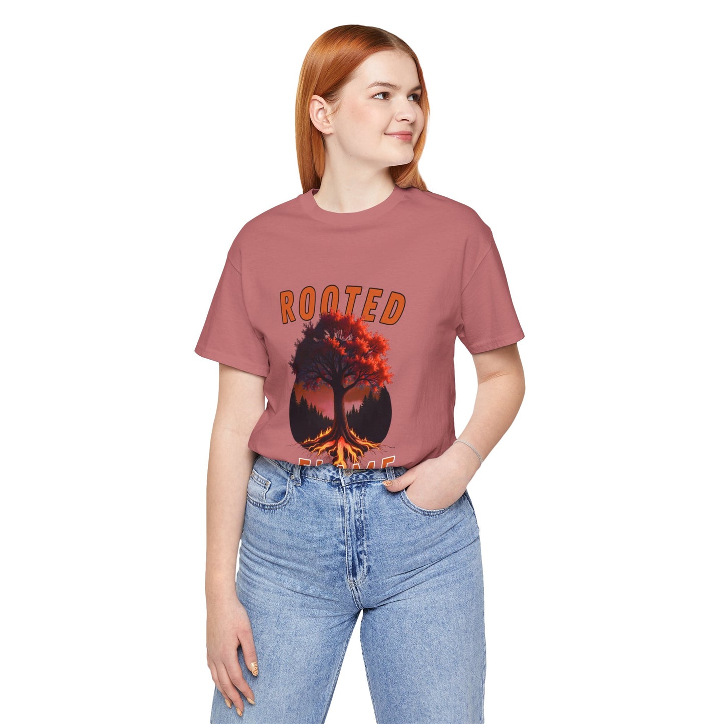 Rooted Flame Unisex Tee - Nature-Inspired Graphic Shirt, Casual Wear, Gift for Nature Lovers, Eco-Friendly Fashion, Fall Vibes