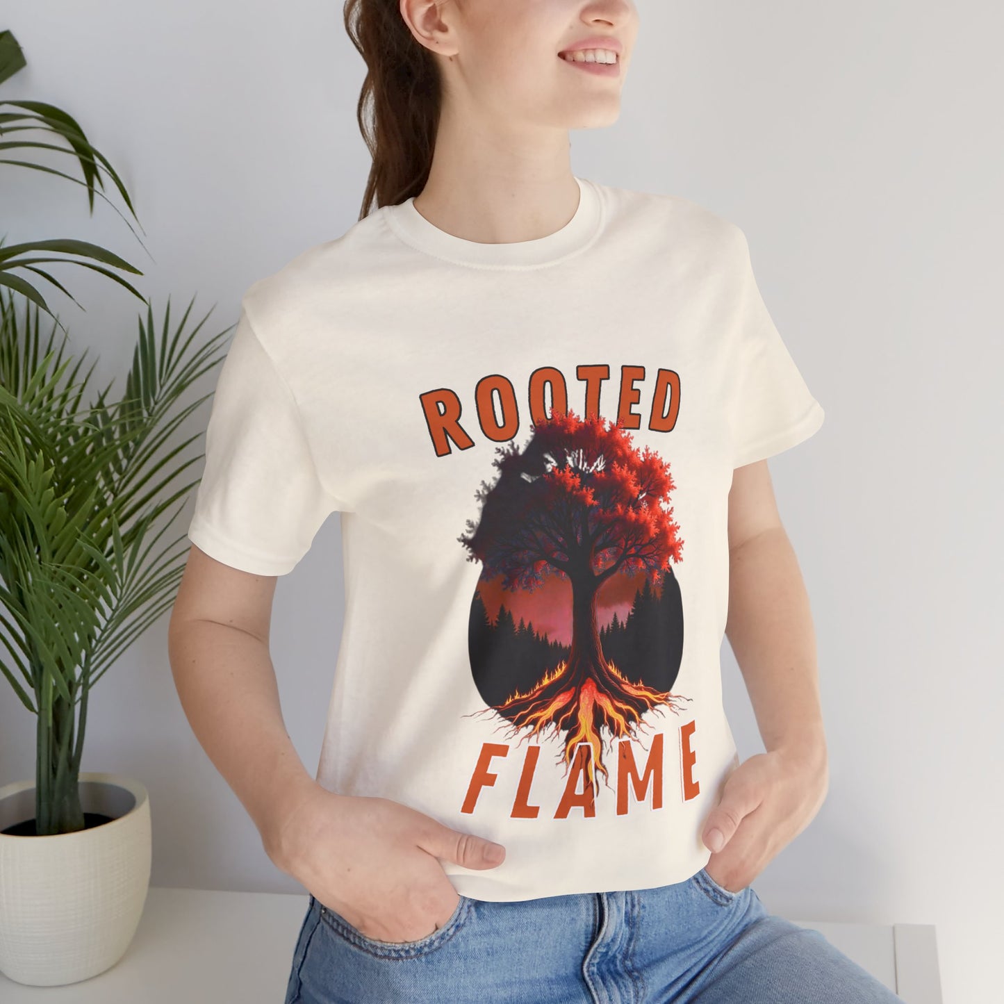 Rooted Flame Unisex Tee - Nature-Inspired Graphic Shirt, Casual Wear, Gift for Nature Lovers, Eco-Friendly Fashion, Fall Vibes