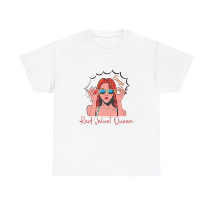 Red Velvet Queen Unisex Tee, Oversized Graphic Shirt, Chic Fashion Top, Retro Summer Wear, Gift for Fashion Lovers