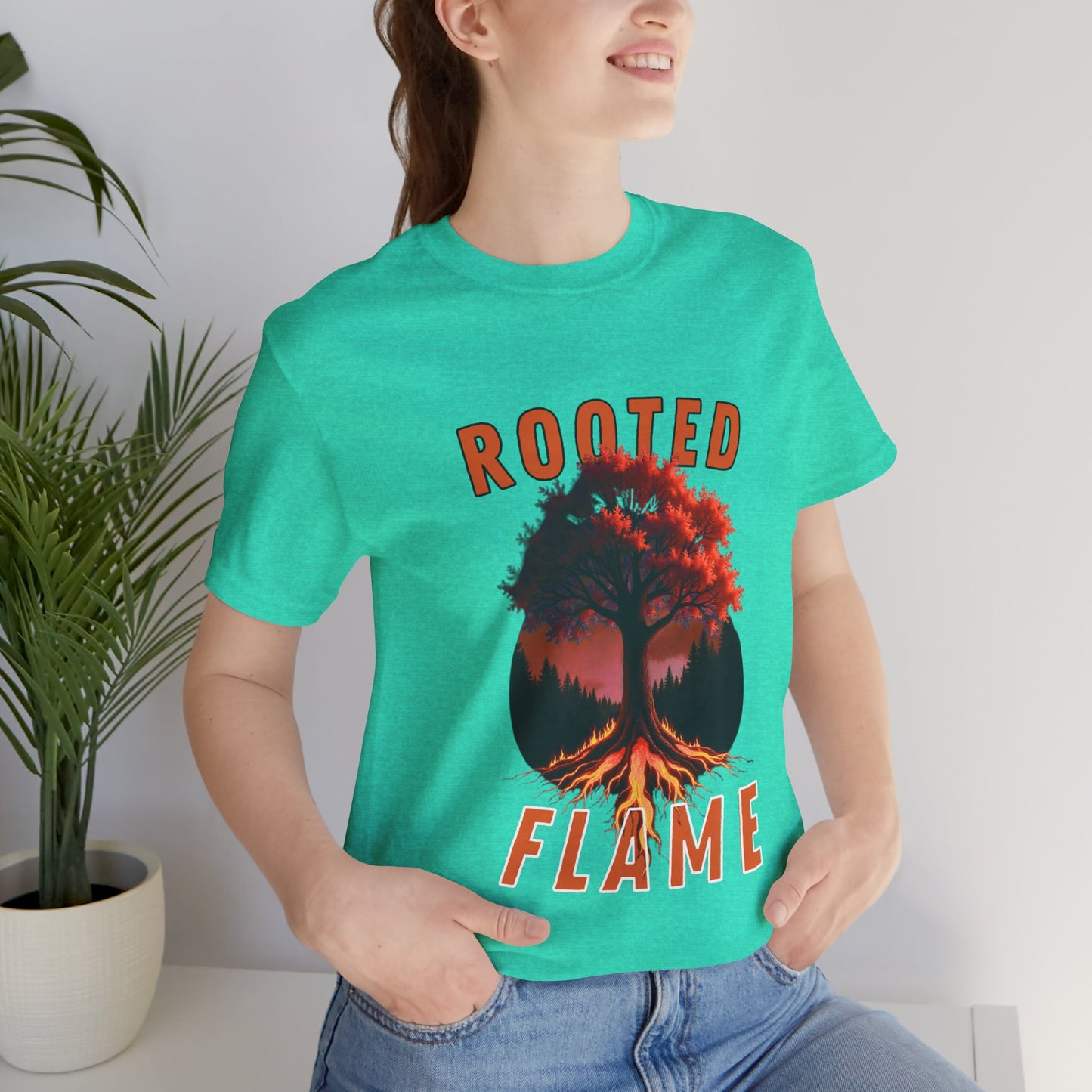 Rooted Flame Unisex Tee - Nature-Inspired Graphic Shirt, Casual Wear, Gift for Nature Lovers, Eco-Friendly Fashion, Fall Vibes