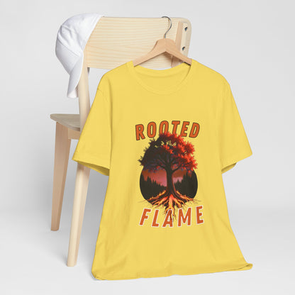 Rooted Flame Unisex Tee - Nature-Inspired Graphic Shirt, Casual Wear, Gift for Nature Lovers, Eco-Friendly Fashion, Fall Vibes