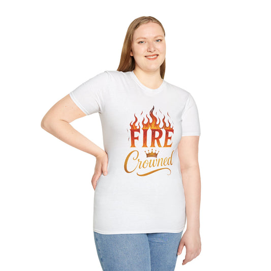 Fire Crowned Unisex Softstyle T-Shirt | Summer Vibes Tee, Gift for Him/Her, Festival Shirt, Casual Wear, Birthday Apparel