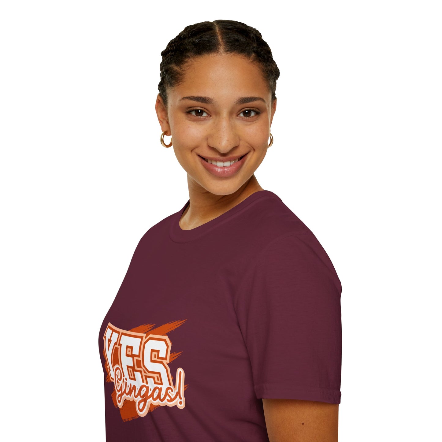 YES GINGAS! Unisex Softstyle T-Shirt, Funny Graphic Tee, Casual Wear, Gift for Friends, Everyday Comfort, Unique Statement Shirt