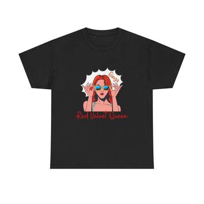 Red Velvet Queen Unisex Tee, Oversized Graphic Shirt, Chic Fashion Top, Retro Summer Wear, Gift for Fashion Lovers
