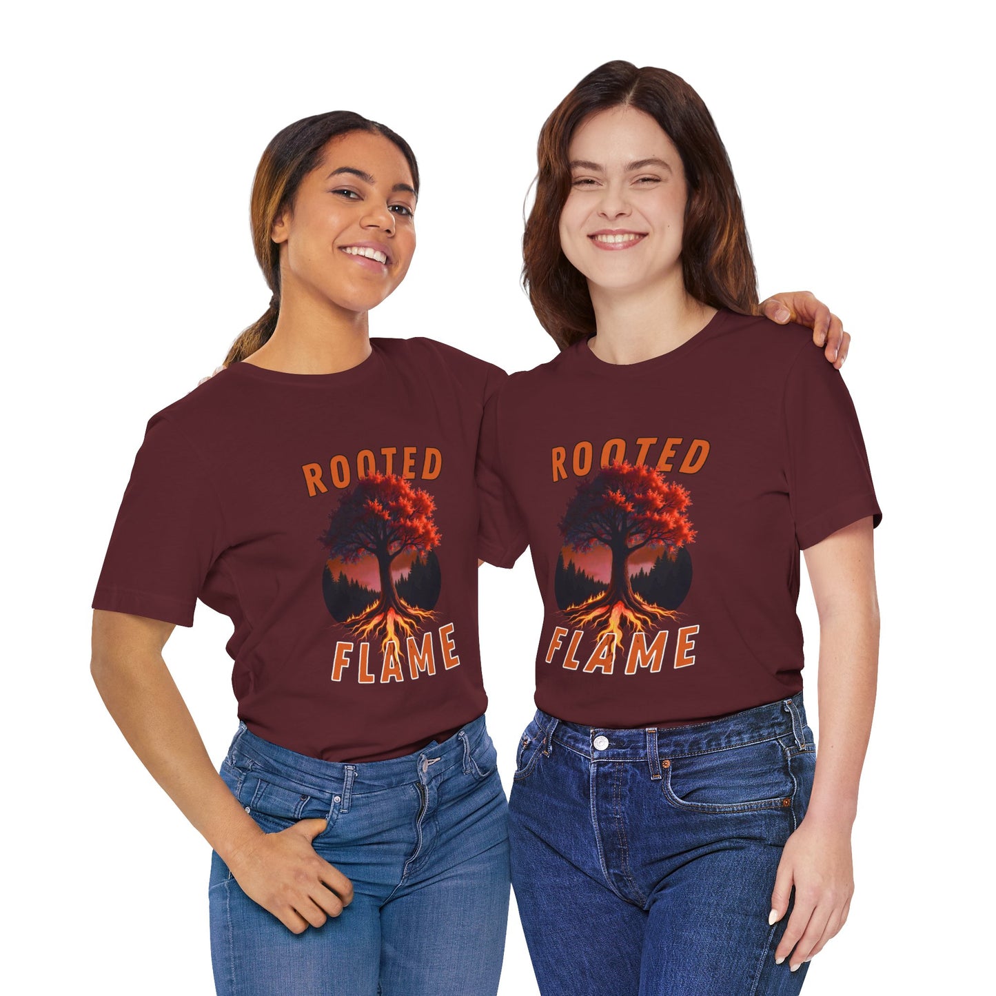 Rooted Flame Unisex Tee - Nature-Inspired Graphic Shirt, Casual Wear, Gift for Nature Lovers, Eco-Friendly Fashion, Fall Vibes
