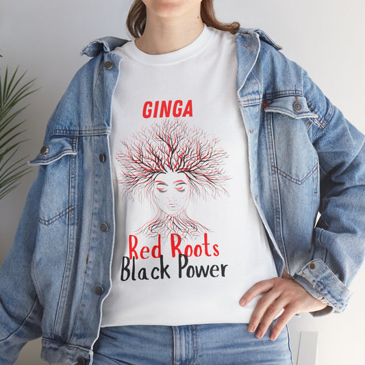 Empowering Art Tee: GINGA, Red Boots, Black Power, Unisex Cotton Shirt, Black History Month, Gifts for Activists, Statement Apparel