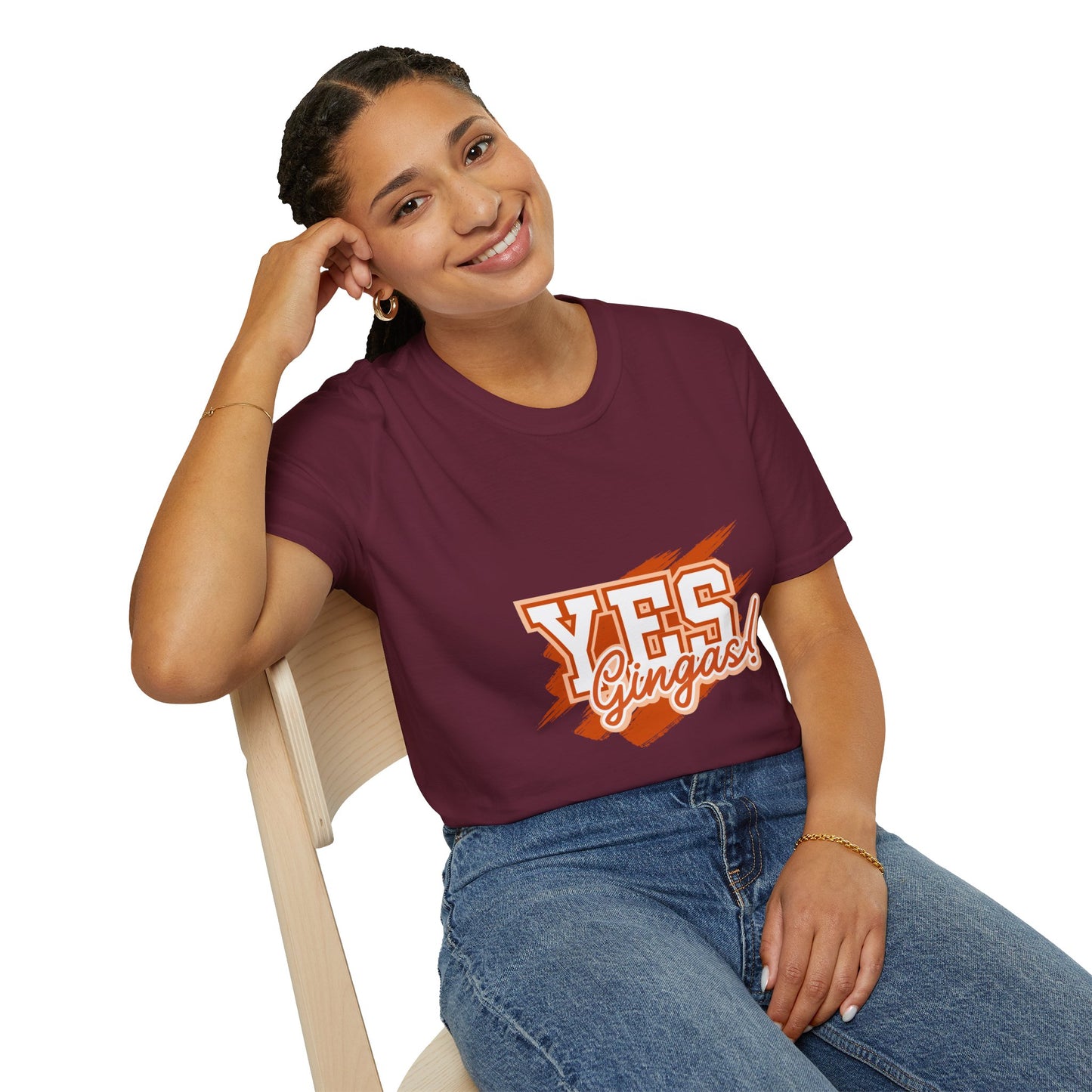 YES GINGAS! Unisex Softstyle T-Shirt, Funny Graphic Tee, Casual Wear, Gift for Friends, Everyday Comfort, Unique Statement Shirt