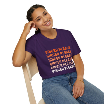 Ginger Please Unisex Softstyle T-Shirt, Funny Graphic Tee, Gift for Ginger Lovers, Casual Wear, Summer Fashion, Statement Shirt