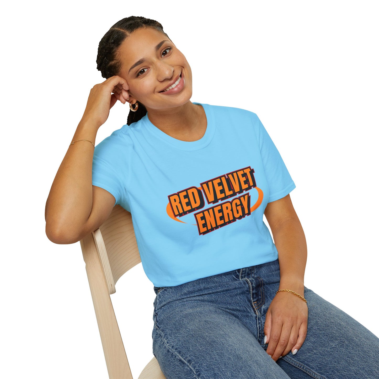 Unisex Softstyle T-Shirt with 'Red Velvet Energy' Design, Casual Tee, Gift for Friends, Fun Graphic Shirt, Energy Vibe Tee