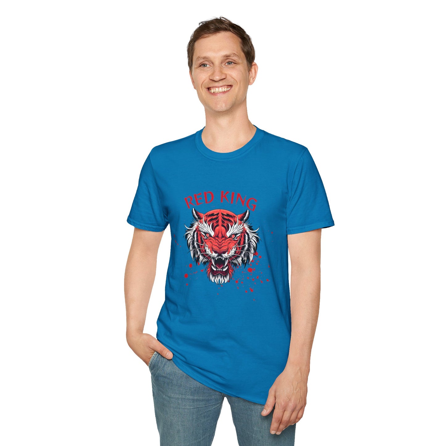 Fierce Red King Tiger T-Shirt, Bold Graphic Tee, Unisex Apparel, Streetwear Style, Gift for Animal Lovers