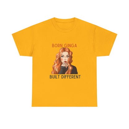 Born Ginga Unisex Heavy Cotton Tee - Built Different, Casual T-Shirt, Unique Graphic Tee, Gift for Her, Trendy Apparel