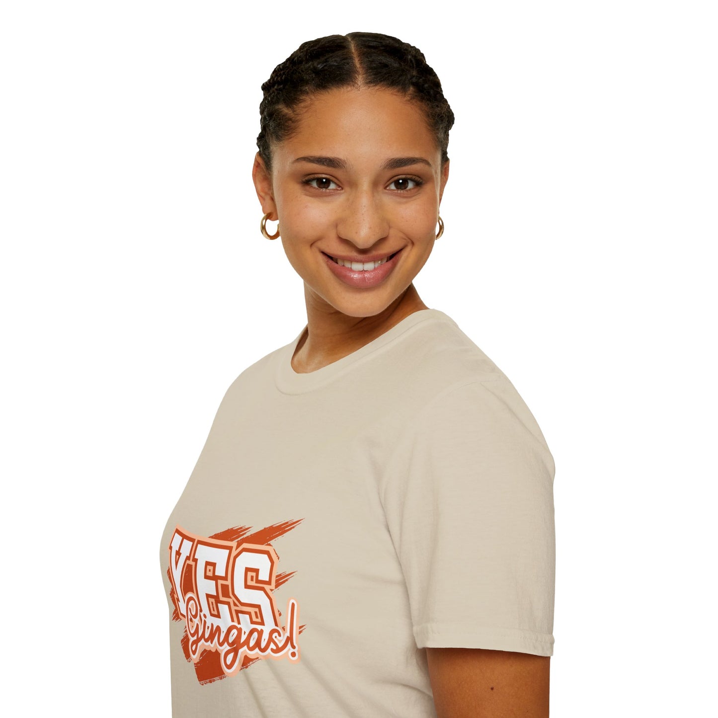 YES GINGAS! Unisex Softstyle T-Shirt, Funny Graphic Tee, Casual Wear, Gift for Friends, Everyday Comfort, Unique Statement Shirt