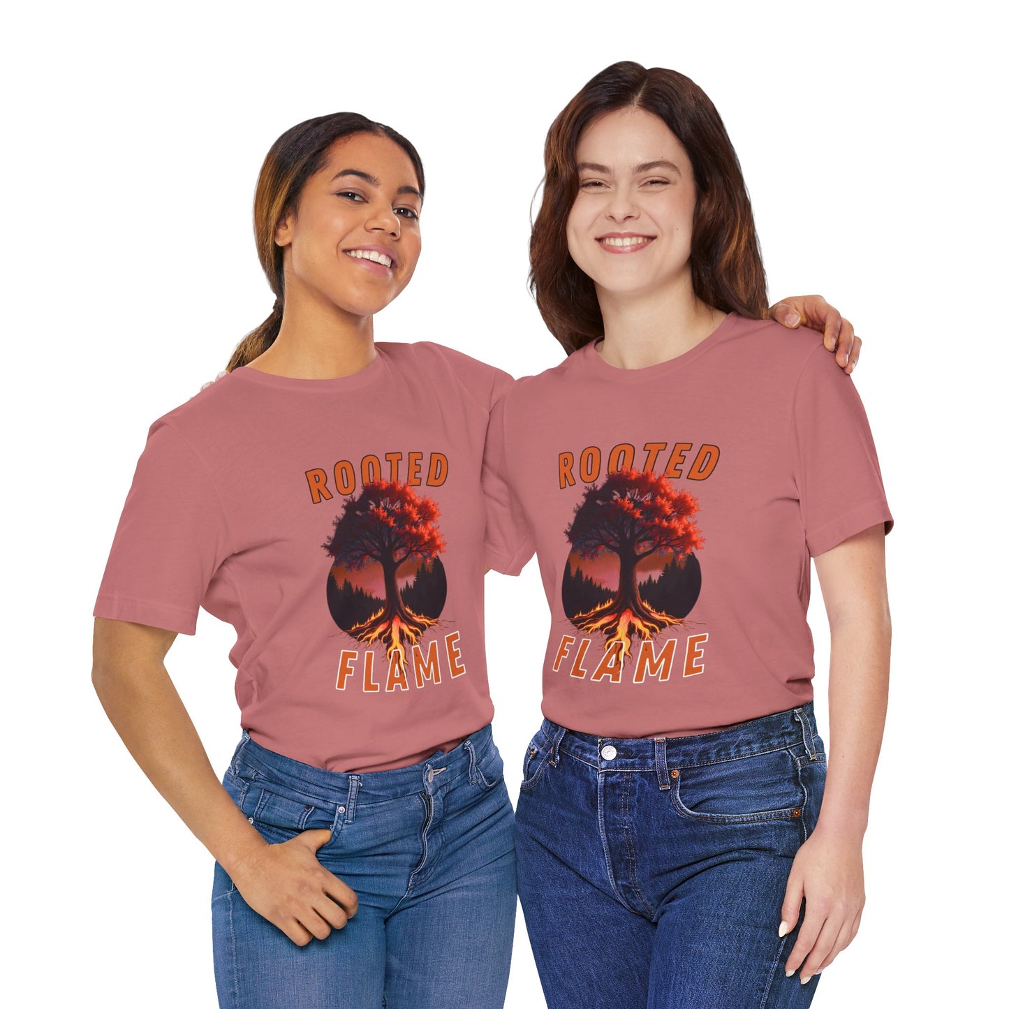 Rooted Flame Unisex Tee - Nature-Inspired Graphic Shirt, Casual Wear, Gift for Nature Lovers, Eco-Friendly Fashion, Fall Vibes