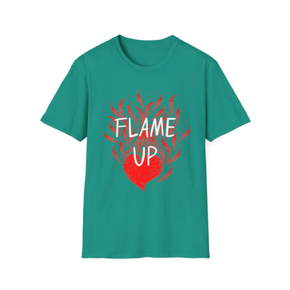 Fiery Motivation Unisex T-Shirt, Flame Up Graphic Tee, Gift for Fitness Lovers, Workout Apparel, Casual Wear