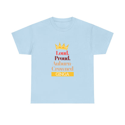 Proud Auburn Crowned Ginga T-Shirt - Unisex Heavy Cotton Tee, Gift for Her, Family Reunion, Birthday, Casual Wear, Motivational Tee