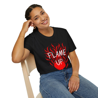 Fiery Motivation Unisex T-Shirt, Flame Up Graphic Tee, Gift for Fitness Lovers, Workout Apparel, Casual Wear