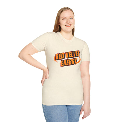 Unisex Softstyle T-Shirt with 'Red Velvet Energy' Design, Casual Tee, Gift for Friends, Fun Graphic Shirt, Energy Vibe Tee