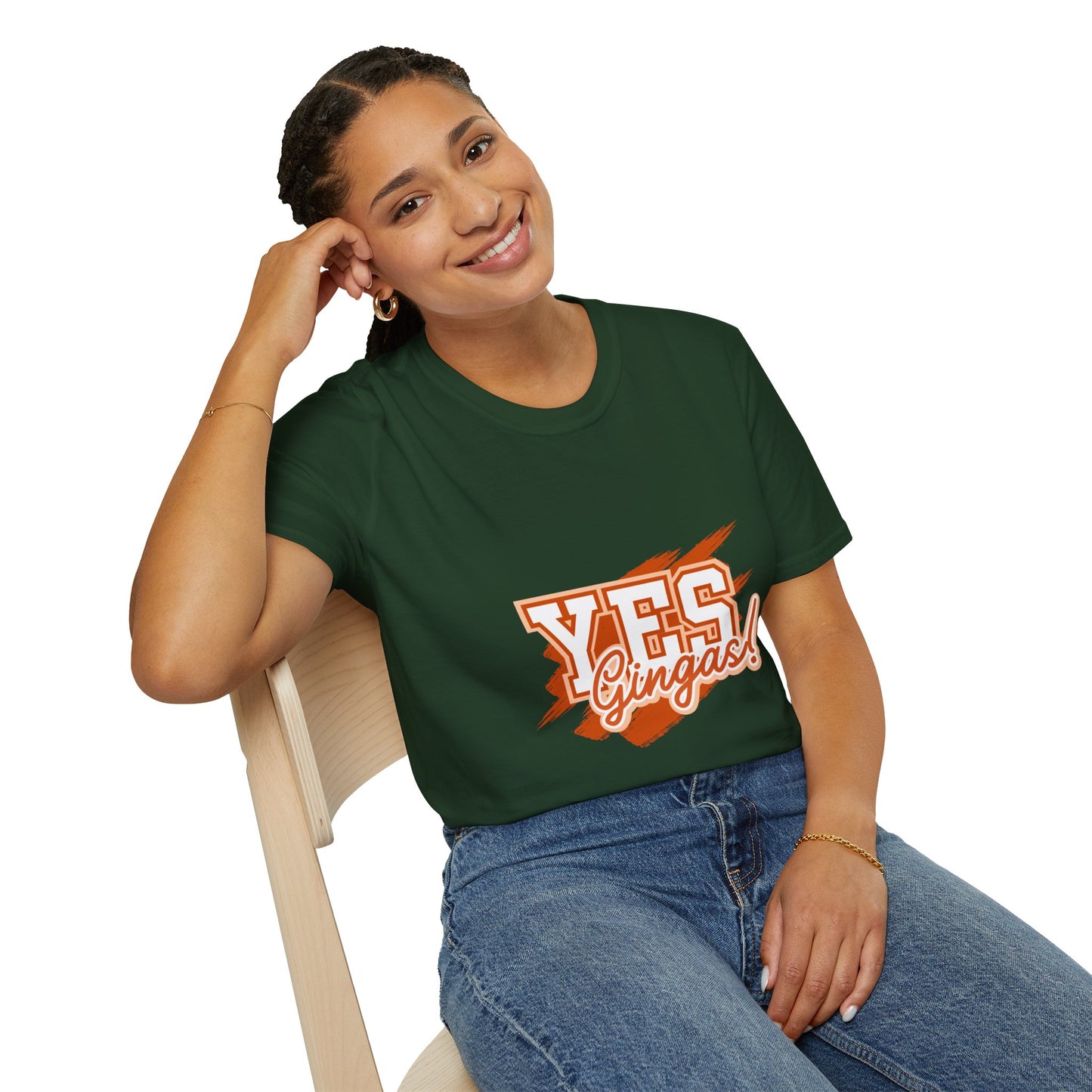 YES GINGAS! Unisex Softstyle T-Shirt, Funny Graphic Tee, Casual Wear, Gift for Friends, Everyday Comfort, Unique Statement Shirt