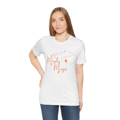 Maple Magic Unisex Tee, Cute Graphic Shirt, Fall Apparel, Seasonal Gift, Nature Lover T-Shirt, Cozy Vibes Fashion