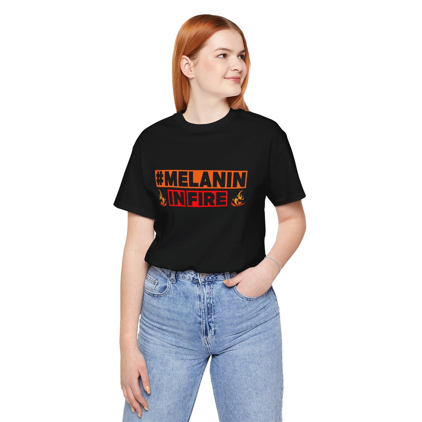 #MELANIN IN FIRE Unisex Jersey Tee, Summer Fashion, Afrocentric Shirt, Gift for Her, All-Occasion Top, Urban Lifestyle Wear