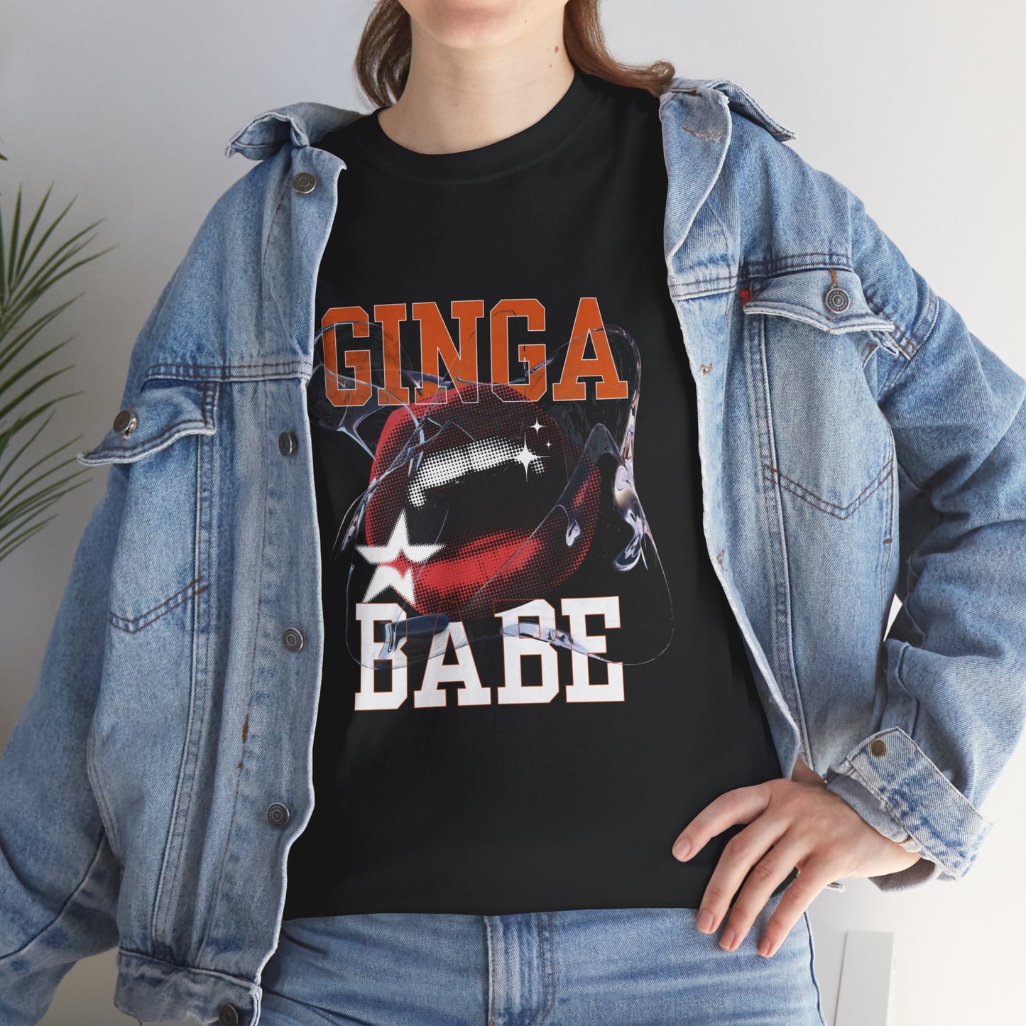 Ginga Babe Unisex Heavy Cotton Tee, Casual Graphic Shirt, Fun Streetwear, Perfect Gift for Birthdays, Festivals, Everyday Wear