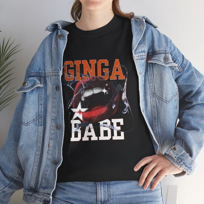 Ginga Babe Unisex Heavy Cotton Tee, Casual Graphic Shirt, Fun Streetwear, Perfect Gift for Birthdays, Festivals, Everyday Wear
