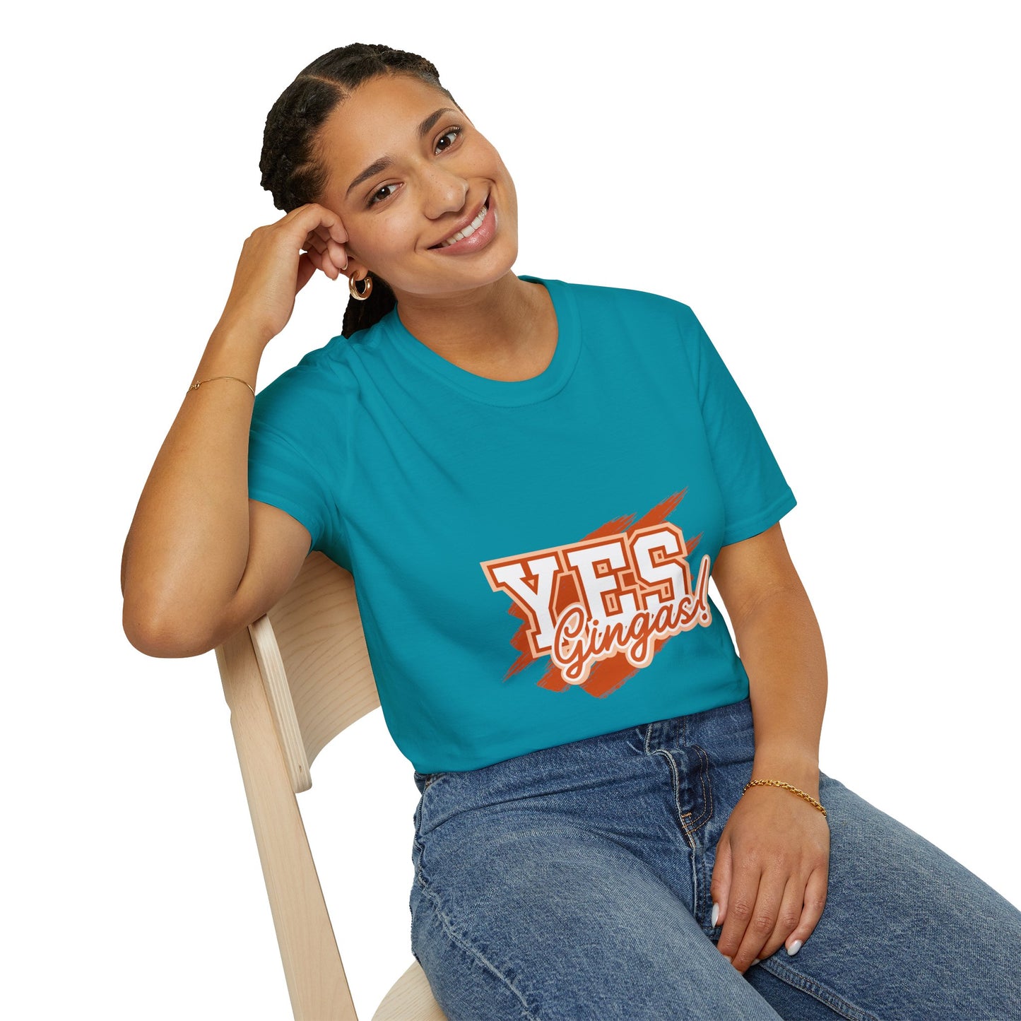 YES GINGAS! Unisex Softstyle T-Shirt, Funny Graphic Tee, Casual Wear, Gift for Friends, Everyday Comfort, Unique Statement Shirt