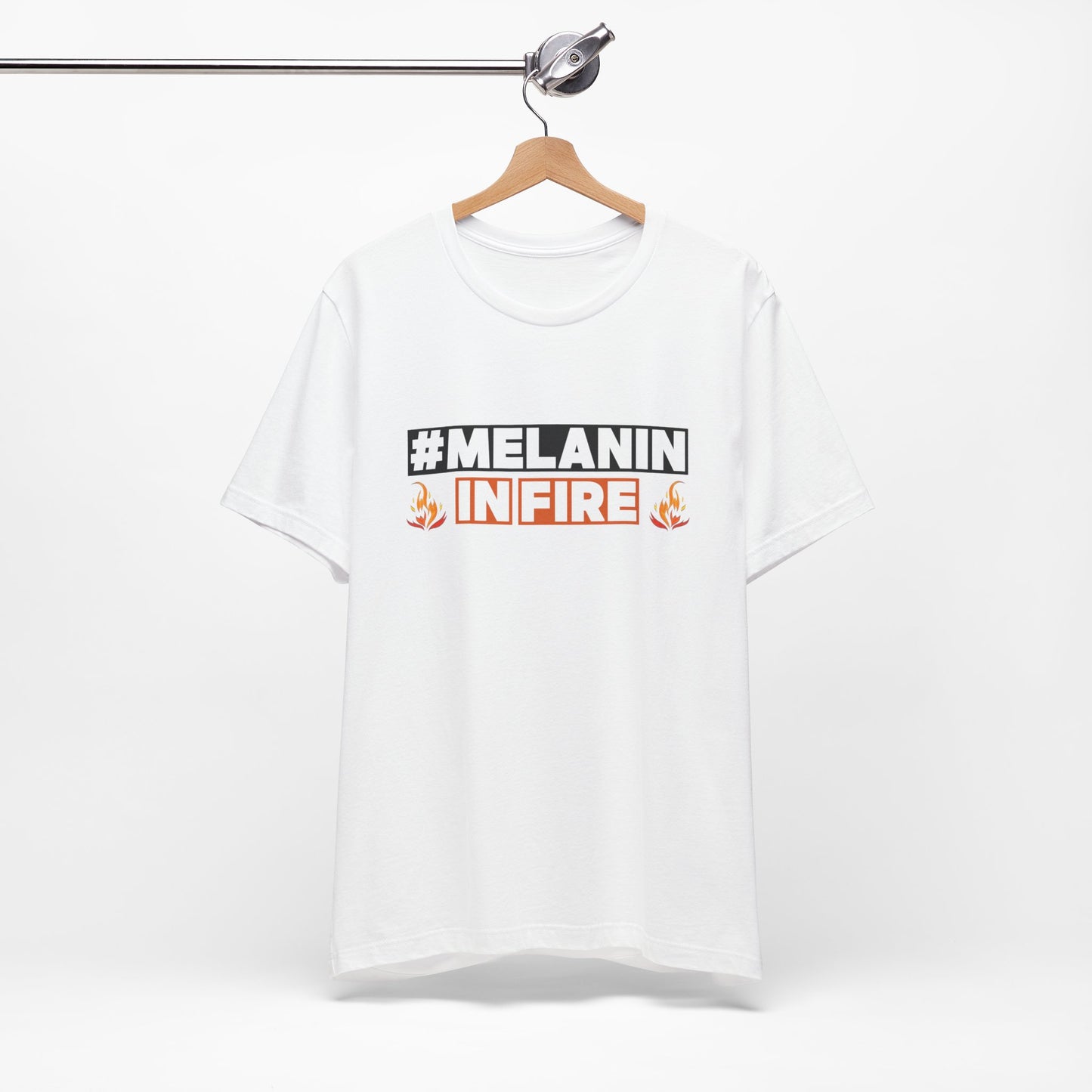 #MELANIN IN FIRE Tee - Empowering Unisex Jersey Short Sleeve, Black History Month, Gift for Friends, Pride Apparel, Urban Fashion