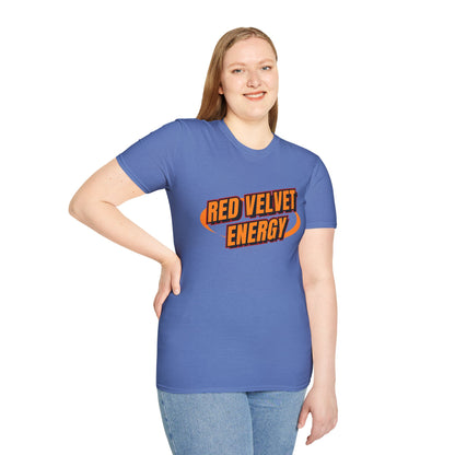 Unisex Softstyle T-Shirt with 'Red Velvet Energy' Design, Casual Tee, Gift for Friends, Fun Graphic Shirt, Energy Vibe Tee