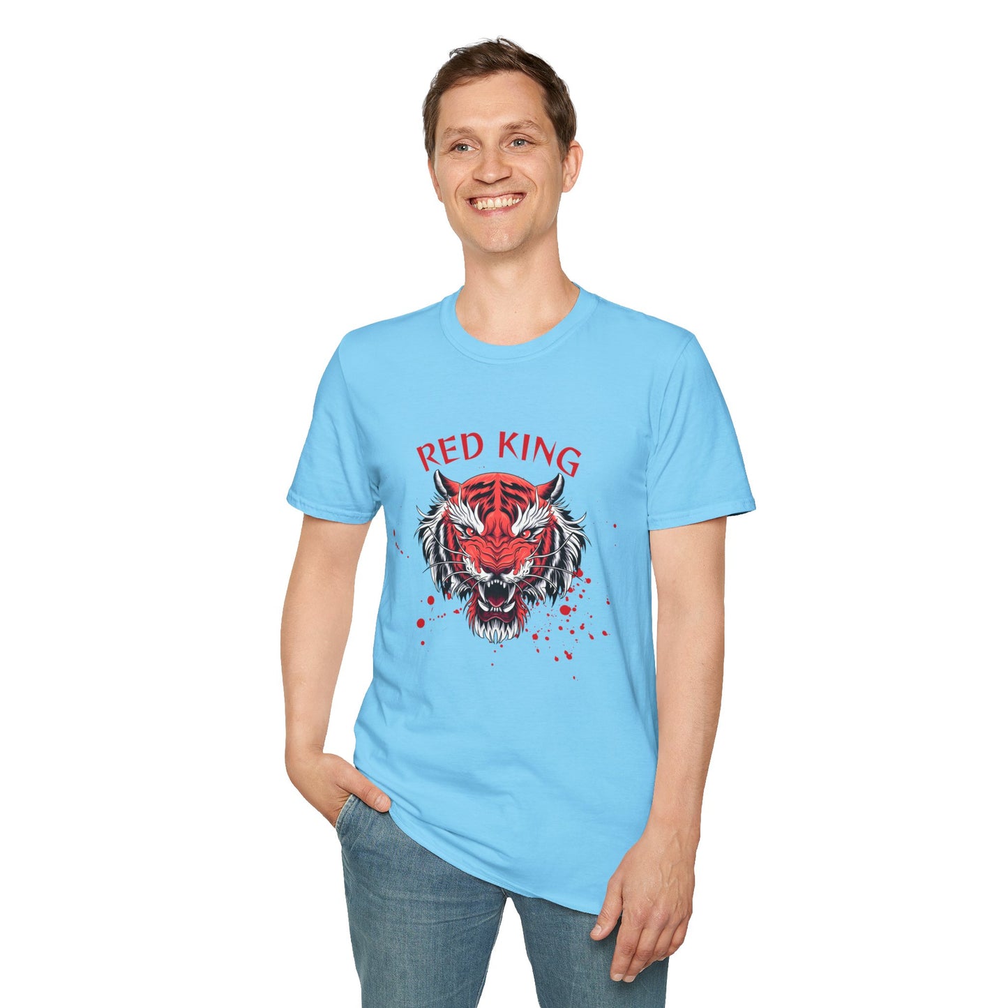 Fierce Red King Tiger T-Shirt, Bold Graphic Tee, Unisex Apparel, Streetwear Style, Gift for Animal Lovers