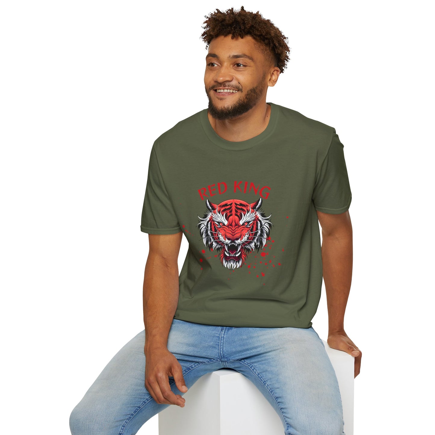 Fierce Red King Tiger T-Shirt, Bold Graphic Tee, Unisex Apparel, Streetwear Style, Gift for Animal Lovers
