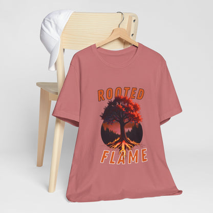 Rooted Flame Unisex Tee - Nature-Inspired Graphic Shirt, Casual Wear, Gift for Nature Lovers, Eco-Friendly Fashion, Fall Vibes