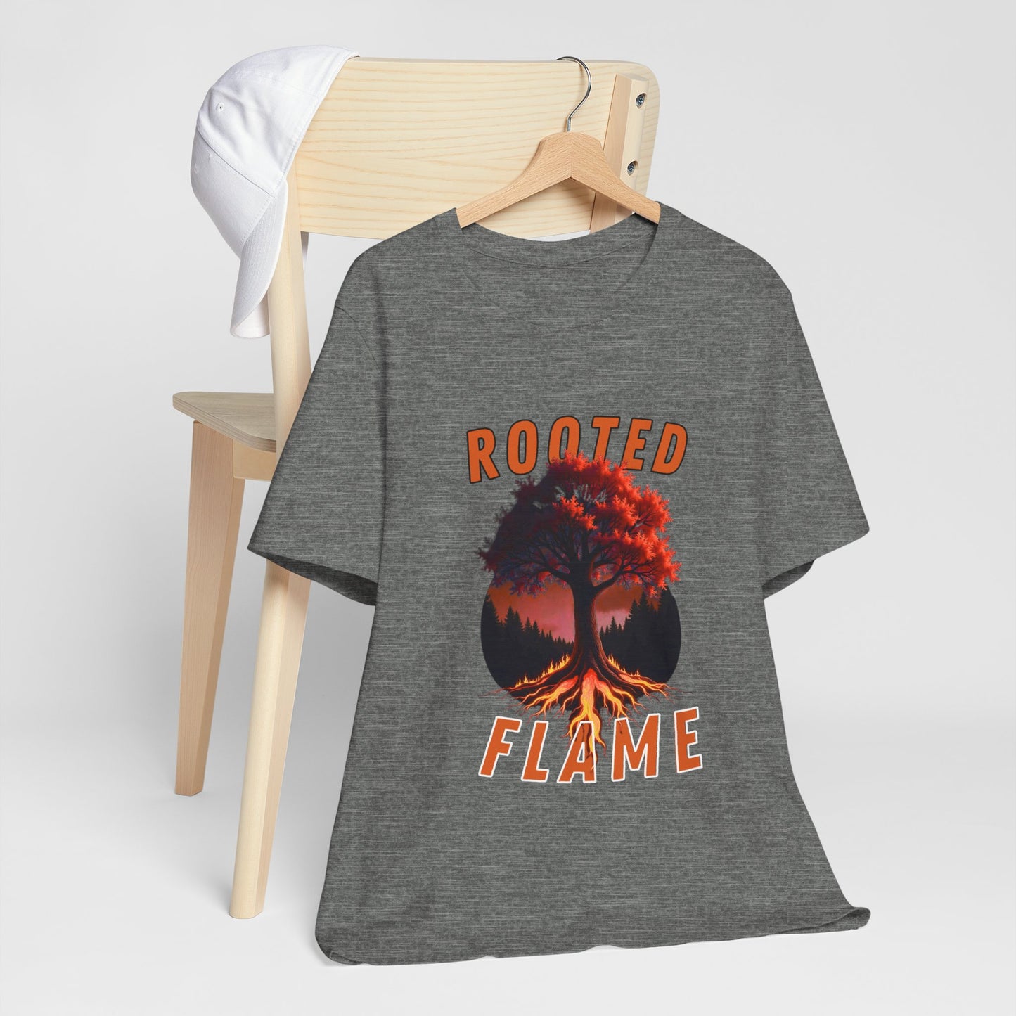 Rooted Flame Unisex Tee - Nature-Inspired Graphic Shirt, Casual Wear, Gift for Nature Lovers, Eco-Friendly Fashion, Fall Vibes