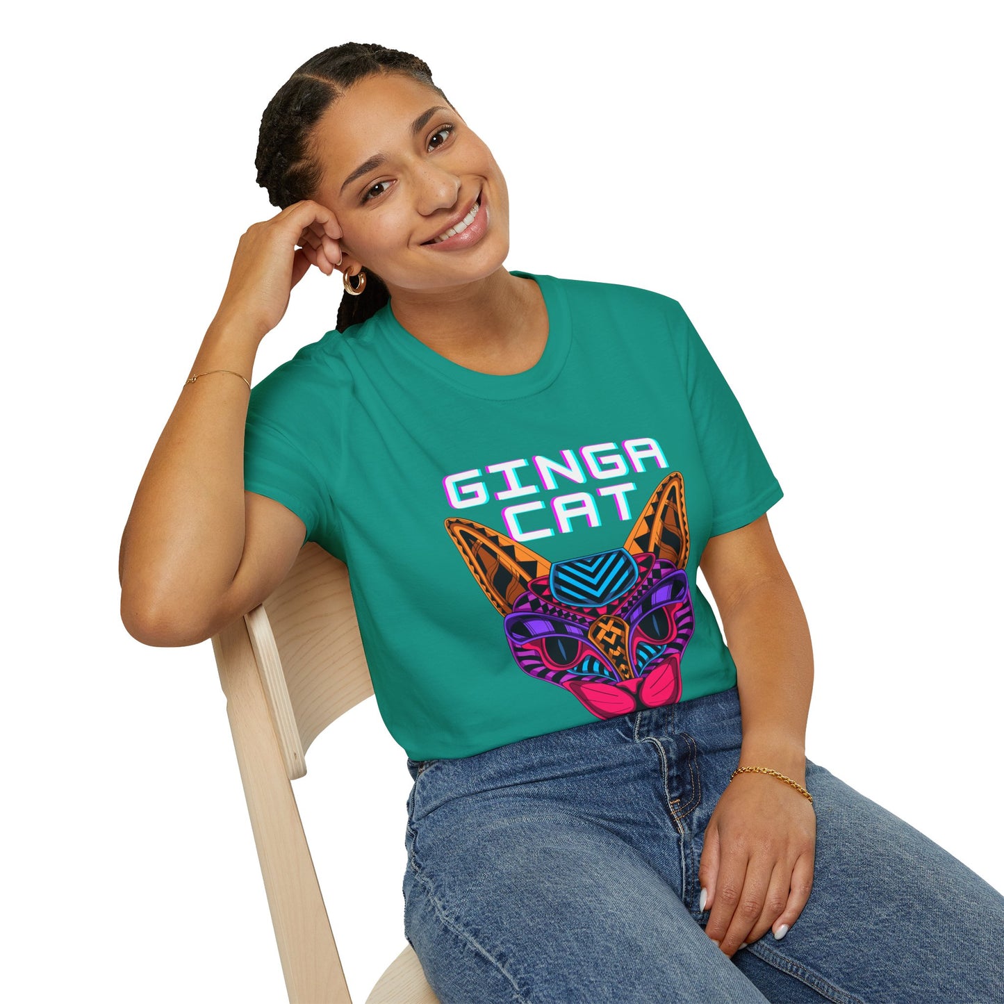 Vibrant Ginga Cat T-Shirt | Unisex Tee, Cat Lover Gift, Colorful Graphic Tee, Fun Fashion, Unique Casual Wear