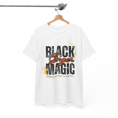 Unisex Heavy Cotton Tee with 'Black Ginger Magic' Design, Empowering Gift for Witches, Everyday Wear, Festivals, Spirituality