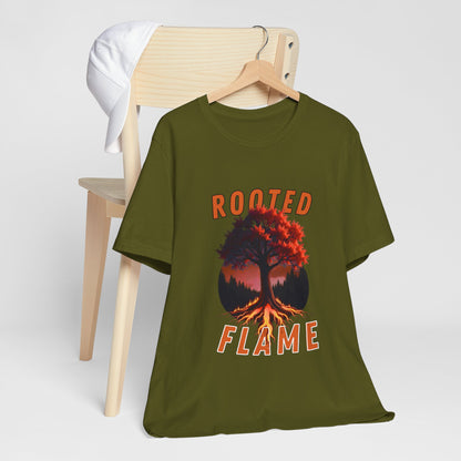 Rooted Flame Unisex Tee - Nature-Inspired Graphic Shirt, Casual Wear, Gift for Nature Lovers, Eco-Friendly Fashion, Fall Vibes