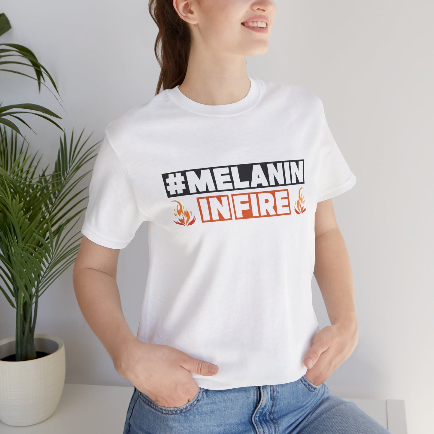#MELANIN IN FIRE Tee - Empowering Unisex Jersey Short Sleeve, Black History Month, Gift for Friends, Pride Apparel, Urban Fashion