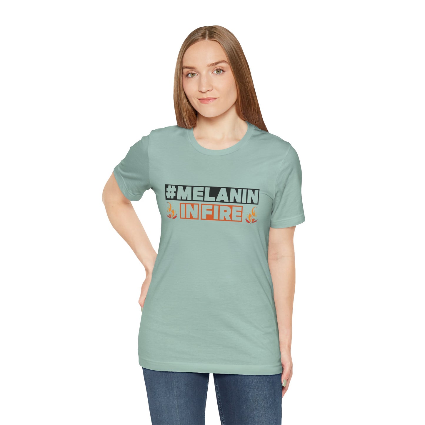 #MELANIN IN FIRE Tee - Empowering Unisex Jersey Short Sleeve, Black History Month, Gift for Friends, Pride Apparel, Urban Fashion